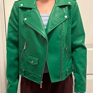 BCBGMaxAzria Vibrant Green Leather Jacket